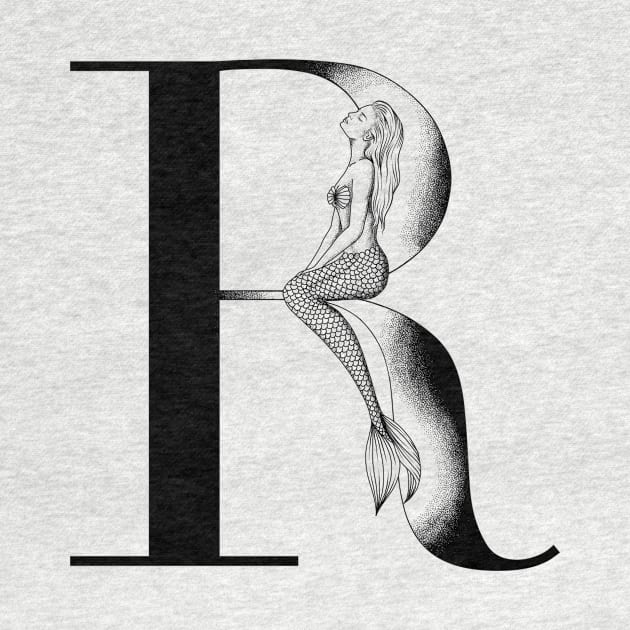 Mermaid Monogram R by Elizabeth Weglein Art